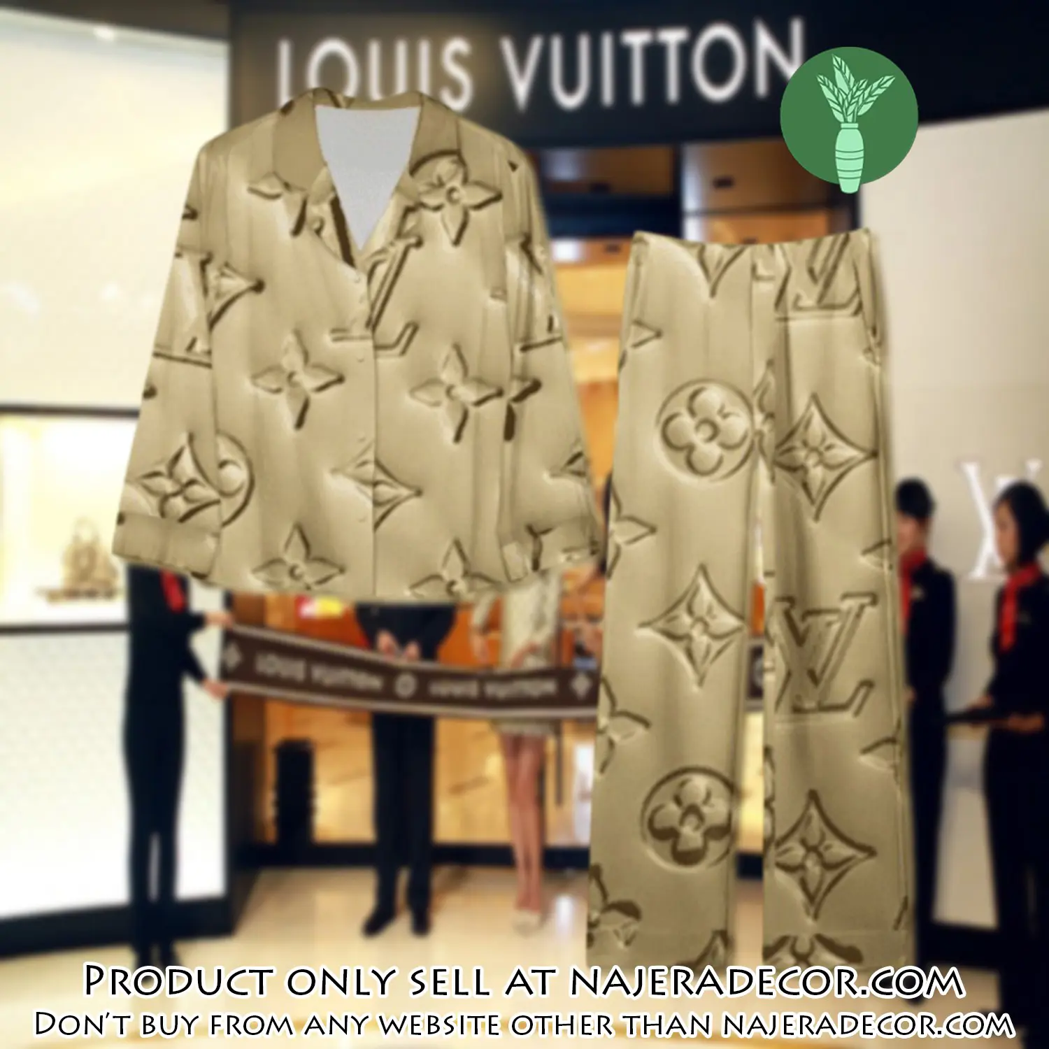 Trending luxury lv satin pajama set pjs1089 njr3759664